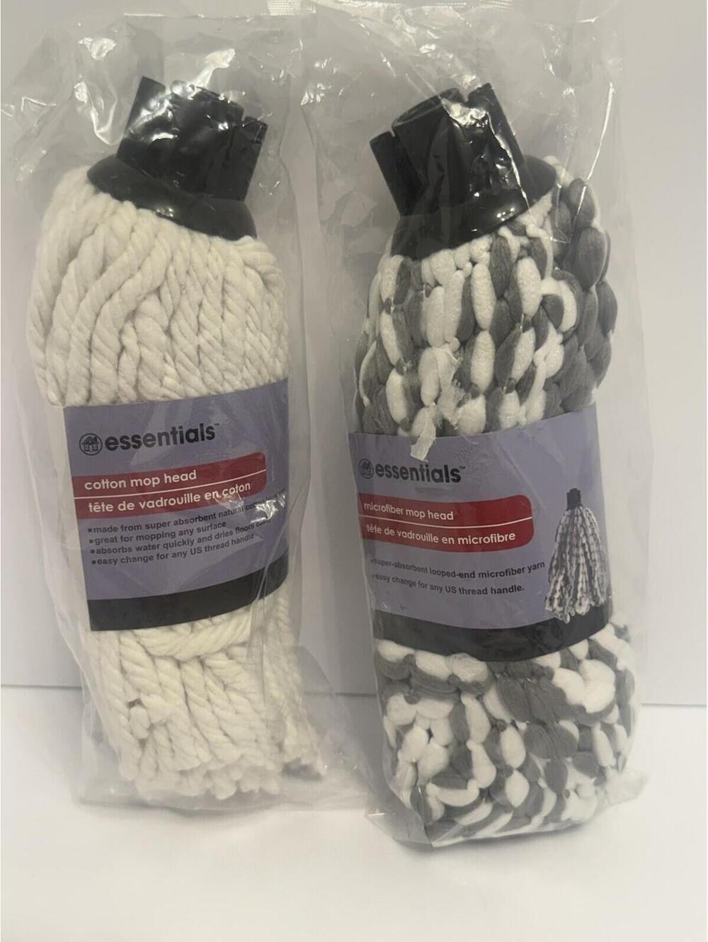 Essentials Cotton & Microfiber Mop Head Fits Any US Threaded‎ handle Brand